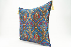 Fabric Pillow,Fabric Pillow 24x24,Navy Blue Morocco Pattern Turkish Jacquard Fabric Pillow Covers,Decorative Throw Lumbar Pillow