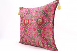 Fabric Pillow, Fabric Pillow 24x24, Mazenda Pink Morocco Pattern Turkish Jacquard Fabric Pillow, Decorative Throw Lumbar Pillow