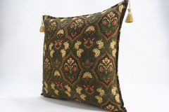 Fabric Pillow, Fabric Pillow 24x24, Moss Green Carnation Pattern Turkish Jacquard Fabric Pillow, Decorative Throw Lumbar Pillow