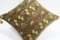 Fabric Pillow, Fabric Pillow 24x24, Moss Green Carnation Pattern Turkish Jacquard Fabric Pillow, Decorative Throw Lumbar Pillow