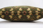 Fabric Pillow, Fabric Pillow 24x24, Moss Green Carnation Pattern Turkish Jacquard Fabric Pillow, Decorative Throw Lumbar Pillow