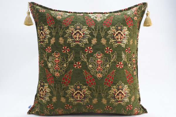 Fabric Pillow,Fabric Pillow 24x24,Moss Green Topkapi Palace Tulip Pattern Turkish Jacquard Fabric Pillow Cover,Throw Pillow Case