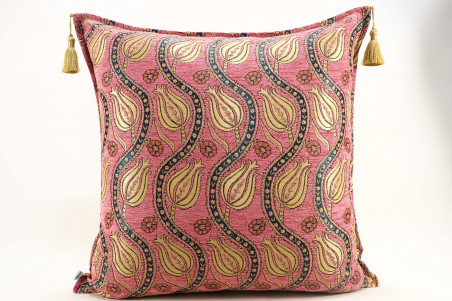 Fabric Pillow,Fabric Pillow 24x24, Pale Pink Water Line Tulip Pattern Turkish Jacquard Fabric Pillow, Throw Pillow,Lumbar Pillow