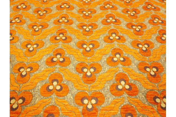 Upholstery Fabric, Turkish Fabric By the Meter, By the Yard, Orange Tiger Eye Pattern Chenille Upholstery Fabric