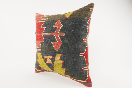 Kilim Pillow, ID 027, Kilim Pillow 16x16, Turkish Kilim Pillow, fabric kilim pillows, kilim pillow cover, decorative pillows