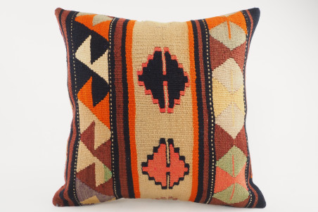 Kilim Pillow, ID 033, Kilim Pillow 16x16, Turkish Kilim Pillow, fabric kilim pillows, kilim pillow cover, decorative pillows