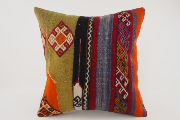 Kilim Pillow, ID 083, Kilim Pillow 16x16, Turkish Kilim Pillow, fabric kilim pillows, kilim pillow cover, decorative pillow