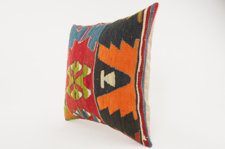 Kilim Pillow, ID 094, Kilim Pillow 16x16, Turkish Kilim Pillow, fabric kilim pillows, kilim pillow cover, decorative pillows