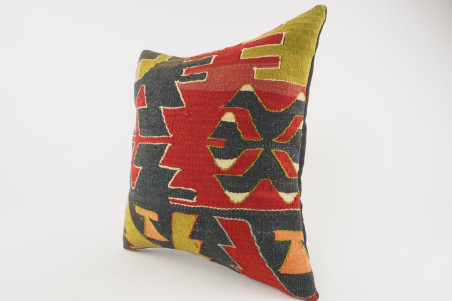 Kilim Pillow, ID 098, Kilim Pillow 16x16, Turkish Kilim Pillow, fabric kilim pillows, kilim pillow cover, decorative pillows