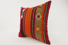 Kilim Pillow, ID 115, Kilim Pillow 16x16, Turkish Kilim Pillow, fabric kilim pillows, kilim pillow cover, decorative pillows