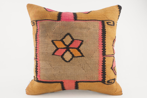 Kilim Pillow, ID 260, Kilim Pillow 16x16, Turkish Kilim Pillow, fabric kilim pillows, kilim pillow cover, decorative pillows