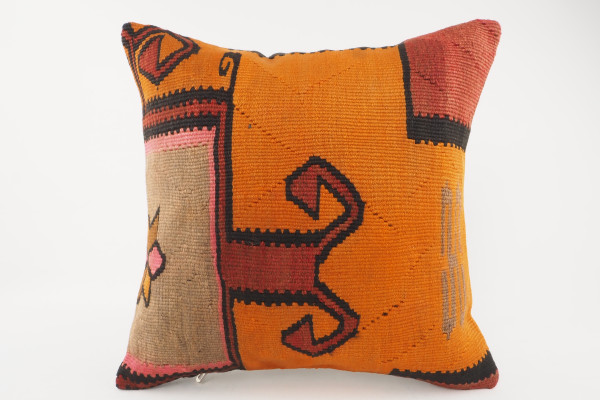 Kilim Pillow, ID 261, Kilim Pillow 16x16, Turkish Kilim Pillow, fabric kilim pillows, kilim pillow cover, decorative pillows