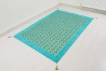 Turkish Bedspread, Twin Size Jacquard Bed Cover, 6'6X4'6, Turquoise Blue Tiger Eyes Pattern Fabric Decorative Cover