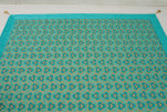 Turkish Bedspread, Twin Size Jacquard Bed Cover, 6'6X4'6, Turquoise Blue Tiger Eyes Pattern Fabric Decorative Cover