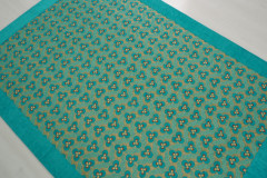 Turkish Bedspread, Twin Size Bed Cover, 6'6X4'6, Turquoise Blue Tiger Eyes Pattern Fabric Blankets, Ottoman Decorative Sofa and