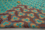 Turkish Bedspread, Twin Size Jacquard Bed Cover, 6'6X4'6, Turquoise Blue Tiger Eyes Pattern Fabric Decorative Cover