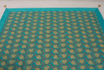 Turkish Bedspread, Twin Size Jacquard Bed Cover, 6'6X4'6, Turquoise Blue Water Line Tulip Pattern Fabric Decorative Cover