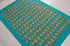 Turkish Bedspread, Twin Size Bed Cover, 6'6X4'6, Turquoise Blue Tulip Pattern Fabric Blankets, Ottoman Decorative Sofa And Bed C