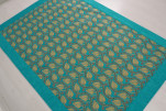 Turkish Bedspread, Twin Size Jacquard Bed Cover, 6'6X4'6, Turquoise Blue Water Line Tulip Pattern Fabric Decorative Cover