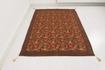 Turkish Bedspread, Twin Size Bed Cover, 6'6X4'6, Brown Caucasus Carnation Pattern Fabric Decorative Cover, Throw Blanket