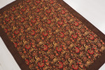 Turkish Bedspread, Twin Size Bed Cover, 6'6X4'6, Brown Caucasus Carnation Pattern Fabric Decorative Cover, Throw Blanket