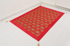 Turkish Bedspread, Twin Size Bed Cover, 6'6X4'6, Red Tulip Pattern Fabric Blankets, Ottoman Decorative Sofa and Bed Cover