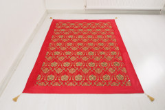 Turkish Bedspread, Twin Size Bed Cover, 6'6X4'6, Red Tulip Pattern Fabric Blankets, Ottoman Decorative Sofa and Bed Cover