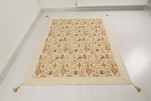 Turkish Bedspread, Twin Size Bed Cover, 6'6X4'6, Beige Turkish Dream Pattern Fabric Decorative Cover, Throw Blanket