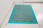 Turkish Bedspread, Twin Size Bed Cover, 6'6X4'6, Turquoise Blue Caucasus Carnation Pattern Fabric Decorative Cover