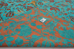 Turkish Bedspread, Twin Size Bed Cover, 6'6X4'6, Turquoise Blue Caucasus Carnation Pattern Fabric Decorative Cover