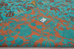 Turkish Bedspread, Twin Size Bed Cover, 6'6X4'6, Turquoise Blue Caucasus Carnation Pattern Fabric Decorative Cover