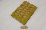 Turkish Bedspread, Twin Size Jacquard Bed Cover, 6'6X4'6, Pistachio Green Water Line Tulip Pattern Fabric Decorative Cover