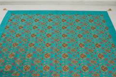 Turkish Bedspread, Twin Size Bed Cover, 6'6X4'6, Turquoise Blue Topkapi Palace Tulip Pattern Fabric Decorative Cover Blanket