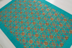 Turkish Bedspread, Twin Size Bed Cover, 6'6X4'6, Turquoise Blue Topkapi Palace Tulip Pattern Fabric Decorative Cover Blanket