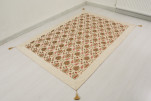 Turkish Bedspread, Twin Size Bed Cover, 6'6X4'6, Beige Topkapi Palace Tulip Pattern Fabric Decorative Cover Blanket