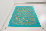 Turkish Bedspread,Twin Size Bed Cover, 6'6X4'6,Turquoise Blue Turkish Dream Pattern Fabric Decorative Cover Blanket, Dining room