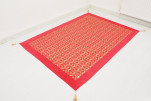 Turkish Bedspread, Twin Size Bed Cover, 6'6X4'6, Red Tiger Eyes Pattern Fabric Decorative Cover Blanket, Dining room