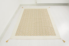 Turkish Bedspread, Twin Size Bed Cover, 6'6X4'6, Beige Tiger Eyes Pattern Fabric Decorative Cover Blanket, Dining room