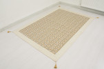 Turkish Bedspread, Twin Size Bed Cover, 6'6X4'6, Beige Tiger Eyes Pattern Fabric Decorative Cover Blanket, Dining room