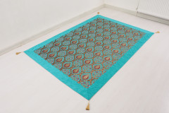 Turkish Bedspread, Twin Size Bed Cover, 6'6X4'6, Turquoise Blue Morocco Pattern Fabric Decorative Cover, Decorative Sofa And Bed