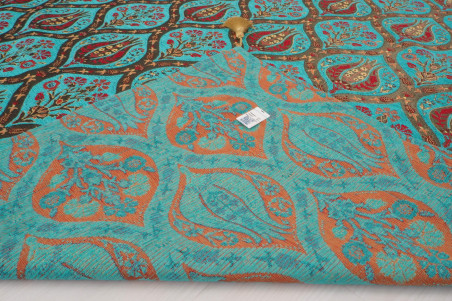 Turkish Bedspread, Twin Size Bed Cover, 6'6X4'6, Turquoise Blue Morocco Pattern Fabric Decorative Cover, Decorative Bed Cover