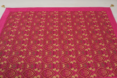 Turkish Bedspread, Twin Size Bed Cover, 6'6X4'6, Mazenda Pink Turkish Carnation Pattern Fabric Decorative Cover, Sofa Cover