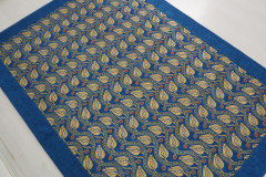 Turkish Bedspread, Twin Size Bed Cover, 6'6X4'6, Navy Blue Water Line Tulip Pattern Fabric Decorative Cover, Sofa Cover