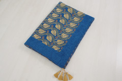 Turkish Bedspread, Twin Size Bed Cover, 6'6X4'6, Navy Blue Water Line Tulip Pattern Fabric Decorative Cover, Sofa Cover