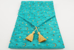 Table Runner,Turquoise Blue Arabian Night  Pattern Turkish Chenille Table Runner,Bohemian Fabric,Table Linen,Dining Table Runner