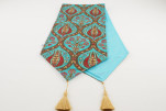 Table Runner, Turquoise Blue Morocco Pattern Turkish Chenille Fabric Table Linens, Turkish Table Runner, Turkish Table Linens