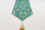 Table Runner, Turquoise Blue Carnation Pattern Dining Table Runner, Turkish Fabric Table Linens