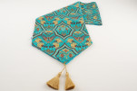 Table Runner, Turquoise Blue Carnation Pattern Dining Table Runner, Turkish Fabric Table Linens