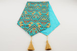 Table Runner, Turquoise Blue Carnation Pattern Dining Table Runner, Turkish Fabric Table Linens