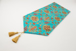 Table Runner,Turquoise  Blue Topkapi Palace Tulip Pattern Turkish Chenille Fabric Table Runner Table Linens,Turkish Table Runner